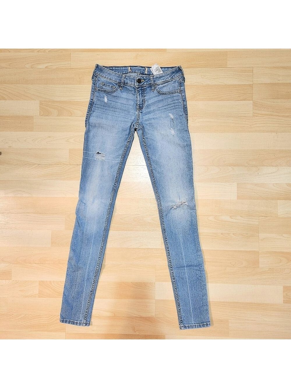 Hollister Y2K Skinny Jeans Low Rise Stretch Light Wash Distressed Faded Denim 1L
